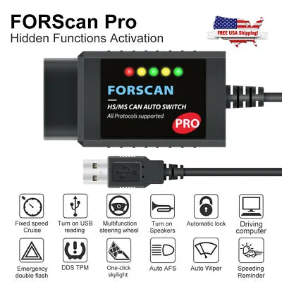FORScan Pro OBD2 Scanner USB Diagnostic Tool Cable HS MS Code Reader For Ford • $34.99