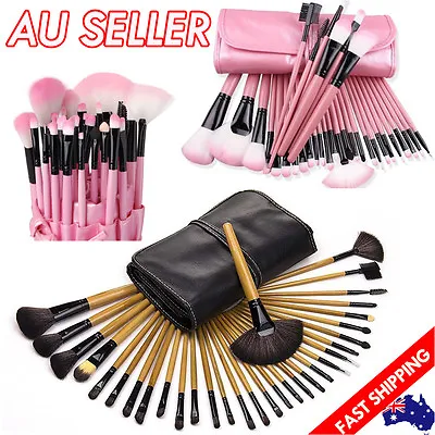 $18.95 • Buy 32Pcs Makeup Make Up Eyeshadow Powder Brush Set Cosmetic Tool Kit Leather Case