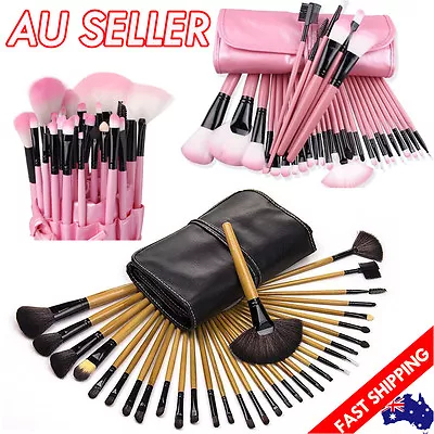 32Pcs Makeup Make Up Eyeshadow Powder Brush Set Cosmetic Tool Kit Leather Case • $17.99