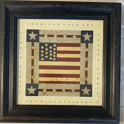 $19.95 • Buy Warren Kimble American Folk Art Wood Framed Print Stars And Stripes Flag