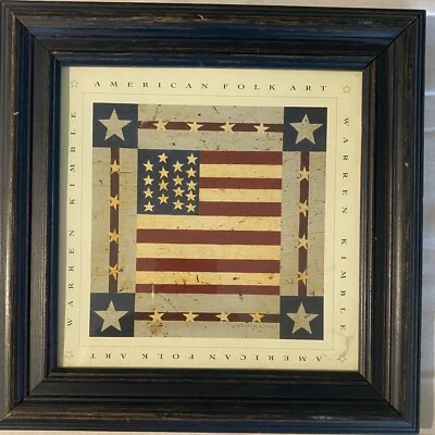 $19.95 • Buy Warren Kimble American Folk Art Wood Framed Print Stars And Stripes Flag