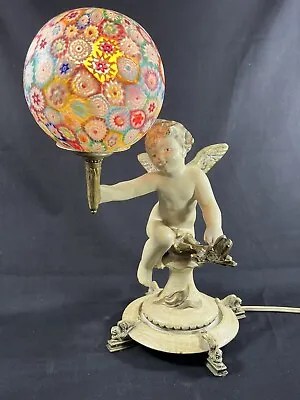 Vetreria Fratelli Toso Murrine Cherub Lamp Art Deco Millefiori Glass Globe • $325