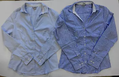 H&M Lot Of 2 Oxford Shirts Women Blue & Blue & White Stripes Size 10 & 12 Ex Con • $16