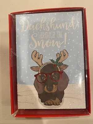 16 Count Hipster Dachshund Through The Snow! Christmas Holiday Cards NEW • $17.50