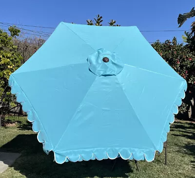 BELLRINO Replacement Scalloped Edge Peacock Blue  Umbrella Canopy For 9FT 6RIBS • $31.99