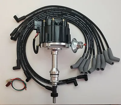 FORD 351W WINDSOR BLACK HEI DISTRIBUTOR + 8.5mm SPARK PLUG WIRES USA SMALL BLOCK • $144.95