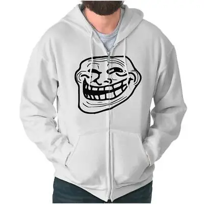 Troll Face Smiley Internet Funny Meme Gift Sweatshirt Zip Up Hoodie Men Women • $34.99