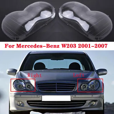 Pair Headlight Lens Cover Replacement For Mercedes Benz C-Class W203 2001-2007 • $59.98