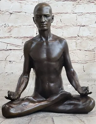 Bronze Sculpture Male Meditation Statue Yoga Figurine Collectible • $174.50