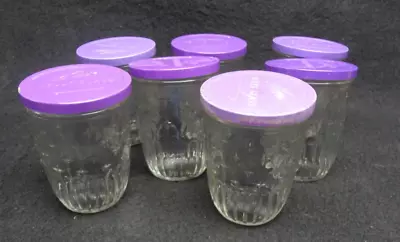 Vintage Kerr Jelly Glasses Jars Half Pint With Purple Lids • $3.49