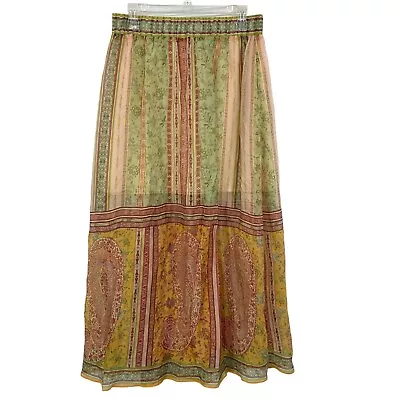 Hale Bob Maxi Skirt Size M Sheer Lined Paisley Boho Peasant Floral • $36