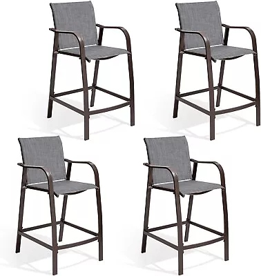 4 Pcs Aluminum Patio Counter Height Bar Stools Outdoor Bar Chairs For Backyard • $324.99