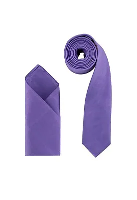 Premium Slim / Skinny Neck Tie & Matching Pocket Square Set UK Branded Designer • £7.99