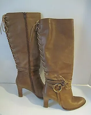 Corso Como Tan Leather Zip Fashion Knee High Boots Size 6.5 M • $54.28