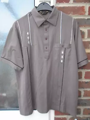 Mens Gabicci Collared Short Sleeved Lightweight Shirt - Xl - Brown • £8