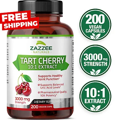 $22.97 • Buy Tart Cherry Extract 200 Veggie Caps 3000 Mg Strength 10:1 Extract Uric Acid USA