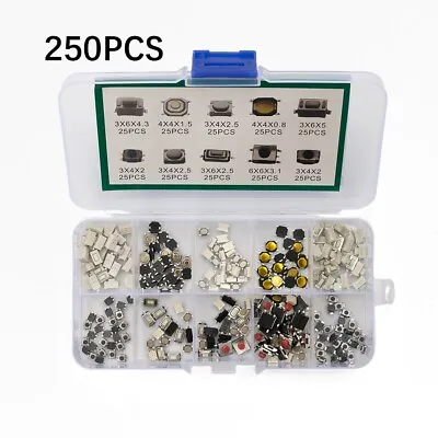 250* Values Tactile Push Button Switch Micro-Momentary-Tact-Assortment Kit SMD • $12.19