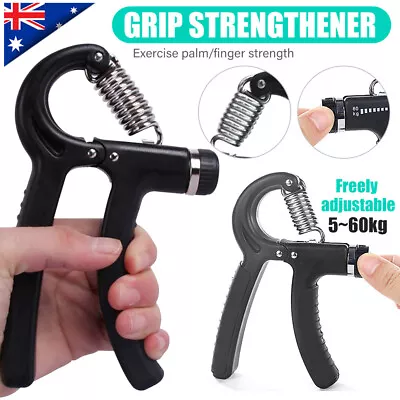 $9.10 • Buy Adjustable Power 5-60KG Hand Grip Strength Wrist Arm Finger Gripper Strengthener