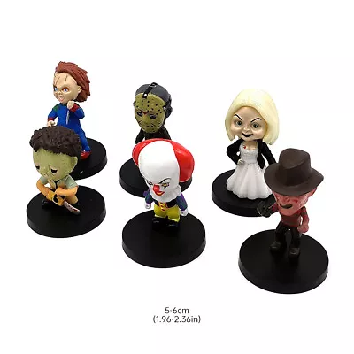 6PCS Horror Movie Figure Bride Of Chucky Jason Voorhees Clown 5cm Halloween Doll • $21.99