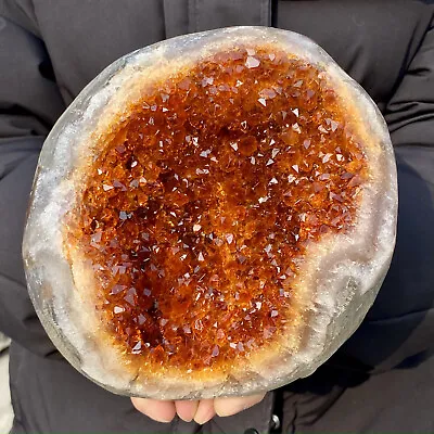 7.16LB Natural Citrine Geode Quartz Crystal Cluster Mineral Specimen Healing • $0.99