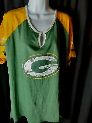 Green Bay Packers Women's NFL Team Apparel Stone Wash Design Plus Size Shirt 1X • $15.99