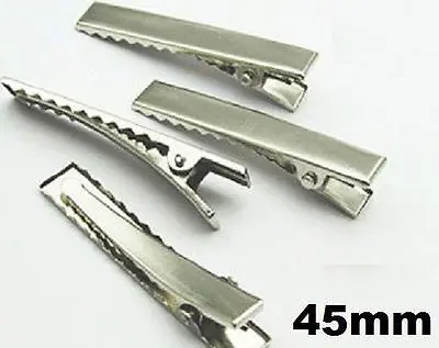 10 20 30 40 50 X Silver Crocodile Alligator Clips Blank Hair Slides 4.5cm 45mm • £2.69