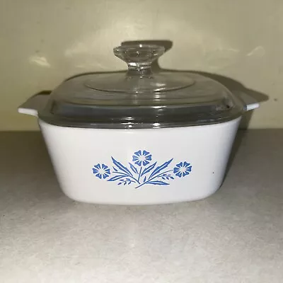 Corning Ware Blue Cornflower Casserole Dish A-1-1/2-B Quart  Pyrex Lid A-7-C • $26.99