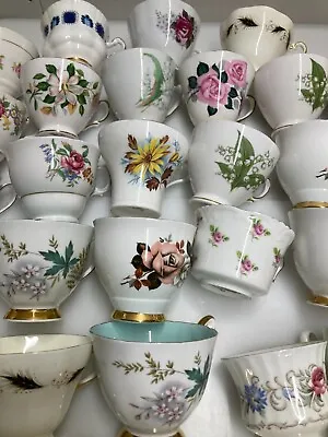 Pretty Selection Of Vintage Mismatched China Teacups Plates Saucers Jugs Etc • £10
