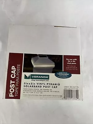 Veranda 144427 5in X 5in White Vinyl Solar-Powered Pyramid Fence Post Cap • $29.99