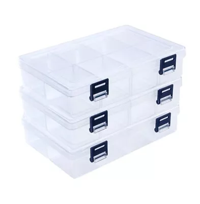 Craft Storage Box 3pcs×8grids Transparent Craft Box Craft Organizer Box • £6.50