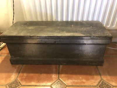 Old Antique Pine Chest Vintage Wooden Storage Trunk Shipwrights Chest Table • £100