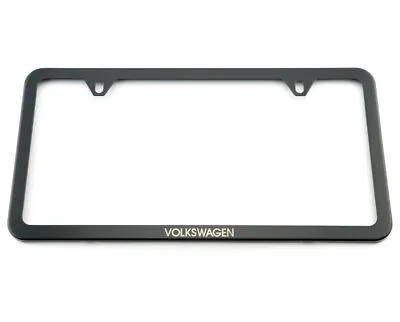 VW Volkswagen Black Slim License Plate Frame WITH  VOLKSWAGEN  Lettering OEM NEW • $29.95