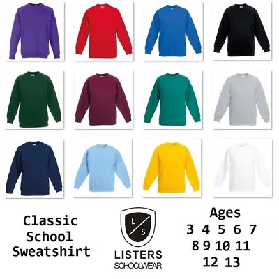 £7.49 • Buy Boys Girls Childrens School Sweatshirt Sweater Jumper Top Fleece Crew Neck