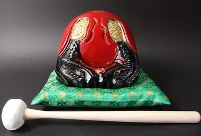 Bwd2401 JAPANESE BUDDHIST MOKUGYO WOODEN FISH DRUM RED 6.1 Inch / 15.5 Cm WIDTH • $70