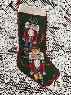 20x7 - I HAVE 75+ Needlepoint Christmas Stockings - Ribbon Nutcracker • $59.99