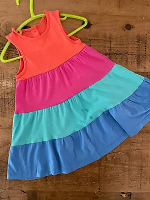 Baby Girl 6-9 Months Mothercare Rainbow Striped Sleeveless Summer Dress • £4.50