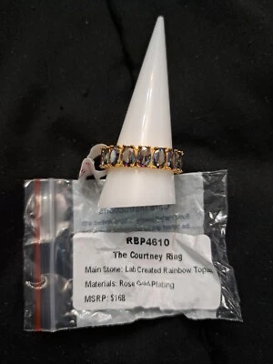$30 • Buy Bomb Party Ring Size 11 Rbp4610 LC Rainbow Topaz On Rose Gold Plating 