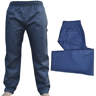 Navy Trouser Excellent Quality Elasticated Pants 3 Pockets Navy Chef Trousers UK • £12.99