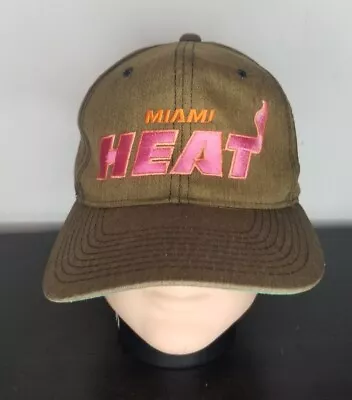 NBA Miami Heat Starter Plain Logo Script Brown Snapback Hat Cap VTG Rare • $155