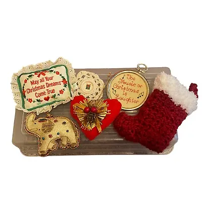 Lot Of 6 Vintage Christmas Ornaments Russ Pillow Heart Crochet Stocking Elephant • $21.24