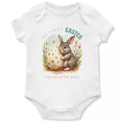 Personalised My First Easter Babygrow Girls Girl Rabbit Egg Springtime Palm S... • £12.99