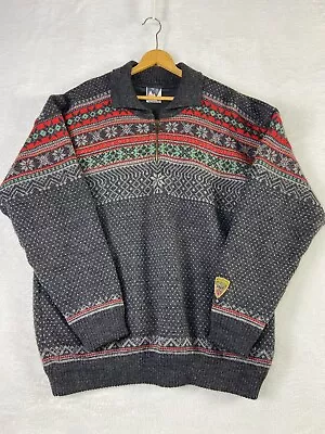 DALE OF NORWAY Red Gray Vintage Fair Isle Wool Knit Ski Sweater Size XL • $129.99