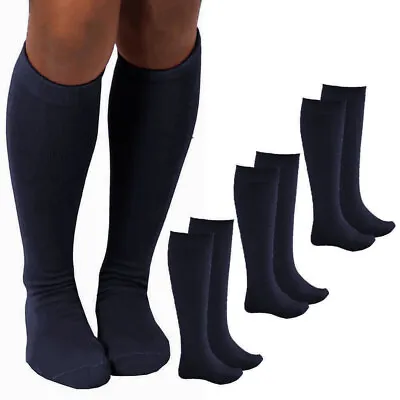 3 Pairs Knee High Socks Uniform School Soccer Tube Toddler Girl Navy Size M 4-6 • $6.85