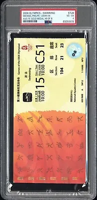 Michael Phelps 2008 Olympics Swimming Ticket PSA 4 Gold Medal 6 Of 8 • $750