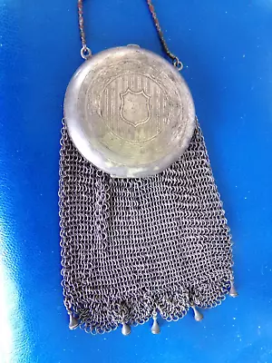 Rare Antique German Silver Small Mesh Coin Holder Purse With Fringe • $26