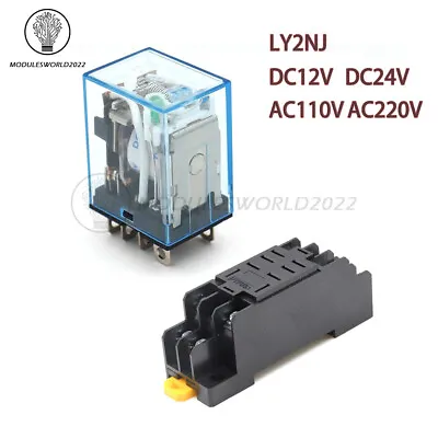 12V 24V 110V 220V AC/DC Coil Power Relay LY2NJ DPDT 8Pin HH62P JQX-13F + Base US • $7.99