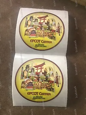 2 RARE Walt Disney Epcot Center World Showcase 1982 Round 3” Sticker On Backing • $13.88