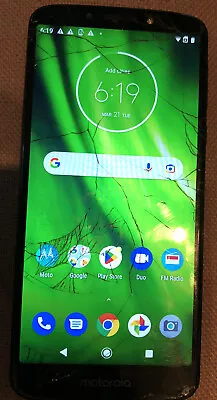 [BROKEN] Motorola MOTO G6 Play XT1922 (Verizon) Blue SmartPhone Cracked Glass • $24.88