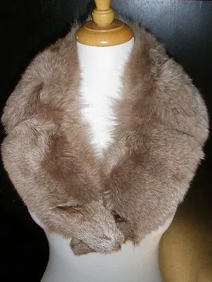 Thick Warm Cinammon Silver Brown GENUINE FOX FUR Collar Scarf Stole Vintage 42  • $119