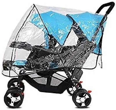 Universal Stroller Rain Cover Twins Strollers Double Tandem Baby Stroller Cover • £15.12